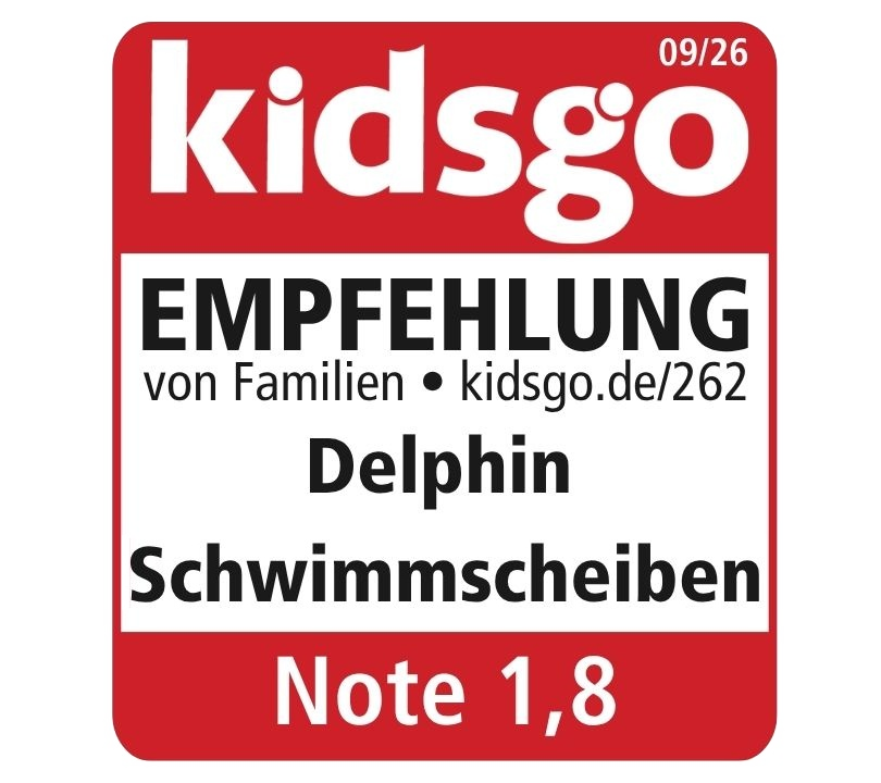 kidsgo Empfehlung von Familien für Delphin Schwimmscheiben, Note 1,8, September 2026